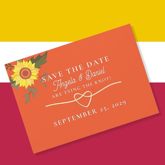 Moderne Retro Oranje Bruiloft Save The Date