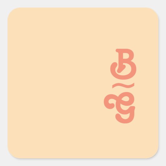 Moderne Retro Oranje Cream Monogram Envelope-zegel Vierkante Sticker (Voorkant)