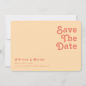 Moderne Retro Oranje Crème Horizontale Afgeronde R Save The Date (Voorkant)