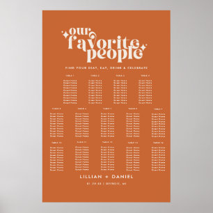 Moderne Retro Oranje Trouwtafel 14 Stoelenplattegr Poster