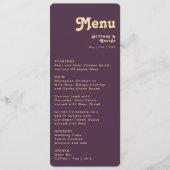 Moderne Retro | Paarse Casual afgeronde bruiloft Menu (Voorkant)