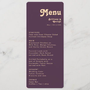 Moderne Retro   Paarse Casual afgeronde bruiloft Menu