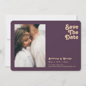 Moderne Retro Paarse foto horizontale afgeronde ra Save The Date (Voorkant)
