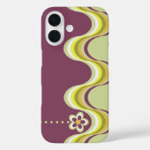 Moderne Retro Paarse Groovy Geometrische Bloem Case-Mate iPhone Case (Achterkant)