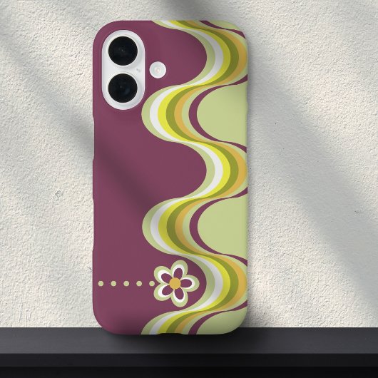 Moderne Retro Paarse Groovy Geometrische Bloem Case-Mate iPhone Case