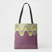 Moderne Retro Paarse Groovy Geometrische Bloemen Tote Bag (Voorkant)