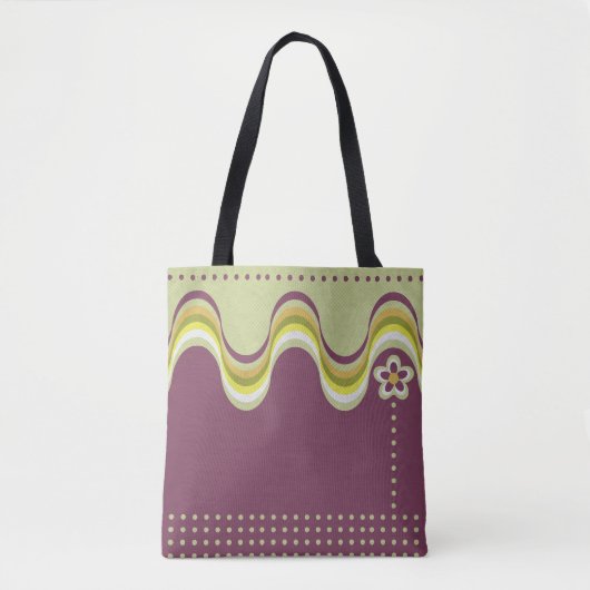Moderne Retro Paarse Groovy Geometrische Bloemen Tote Bag (Voorkant)