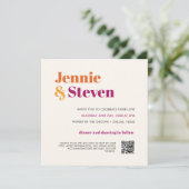 Moderne Retro Paarse Oranje QR CODE ALLES IN ÉÉN Kaart (Staand voorkant)