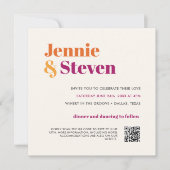 Moderne Retro Paarse Oranje QR CODE ALLES IN ÉÉN Kaart (Voorkant)