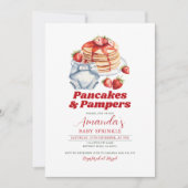 Moderne Retro Pannenkoeken Luier Baby shower Roze Kaart (Voorkant)