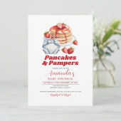 Moderne Retro Pannenkoeken Luier Baby shower Roze Kaart (Staand voorkant)