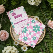 Moderne Retro Pastel Oh Baby Verjaardagsuitnodigin