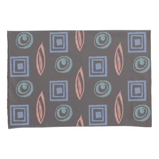 Moderne Retro Patroon Blauw Roos Gouden Munt Kussensloop (Voorkant-Rechts)