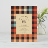 Moderne Retro Plaid  Trees Business Feestdagenkaart (Staand voorkant)