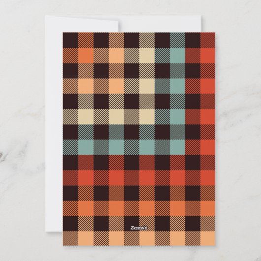 Moderne Retro Plaid  Trees Business Feestdagenkaart (Achterkant)