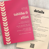 Moderne Retro QR-code Alles in één bruiloft Kaart