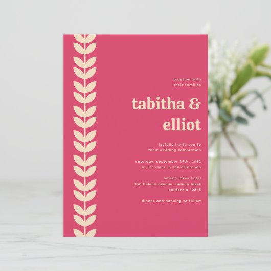 Moderne Retro QR-code Alles in één bruiloft Kaart (Staand voorkant)