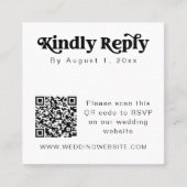 Moderne Retro QR Code Vierkante RSVP Insert Kaart Vierkante Visitekaartje (Voorkant)