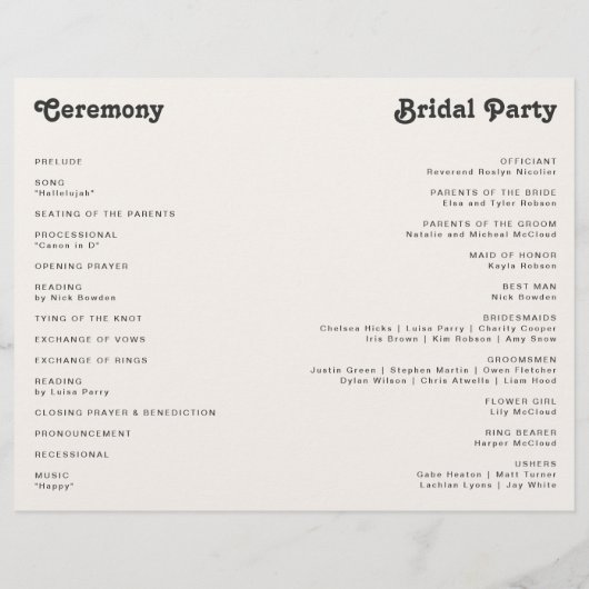 Moderne Retro Rainbow Budget Gevouwen Trouwprogram (Achterkant)