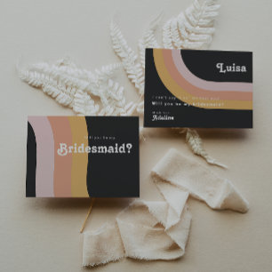 Moderne Retro Rainbow Dark Bridesmaid-Kaart Kaart