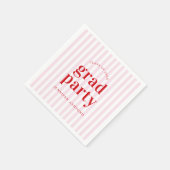 Moderne Retro Red & Pink Stripes Afstudeerfeest Servet (Hoek)