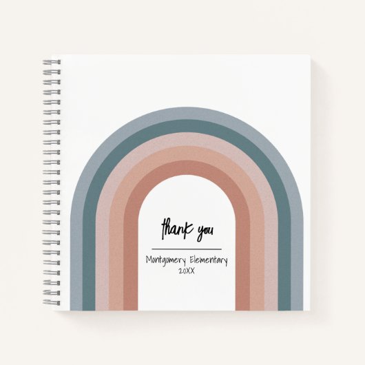Moderne Retro Regenboog Dank u Docent Checklist Notitieboek (Voorkant)