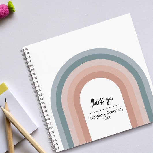 Moderne Retro Regenboog Dank u Docent Checklist Notitieboek