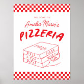 Moderne Retro Rode Italiaanse Pizzeria Pizzeria Pa Poster (Voorkant)