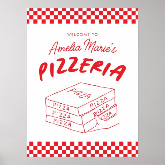 Moderne Retro Rode Italiaanse Pizzeria Pizzeria Pa Poster (Voorkant)