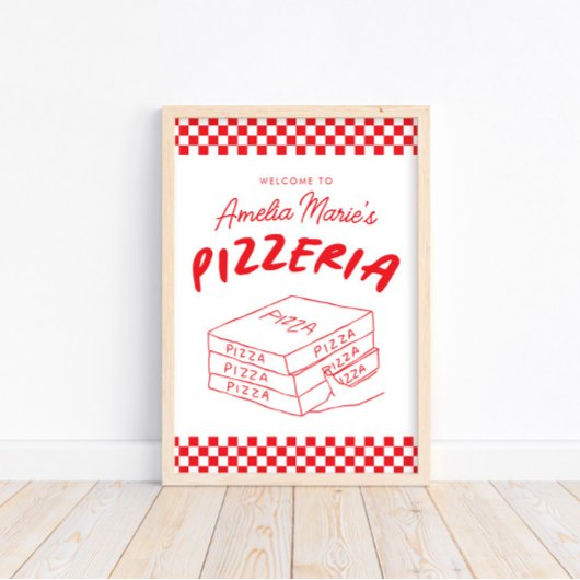 Moderne Retro Rode Italiaanse Pizzeria Pizzeria Pa Poster