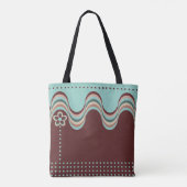 Moderne Retro Rood Blauw Groovy Geometrische Bloem Tote Bag (Achterkant)
