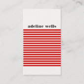 Moderne Retro rood en wit gestreept Visitekaartje (Voorkant)