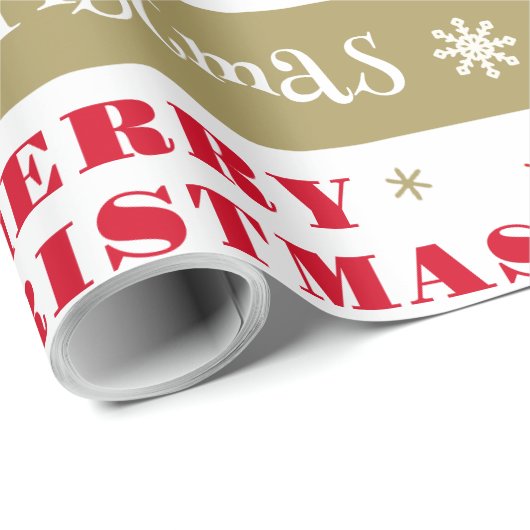 Moderne Retro Rood Goud Vrolijk Kerstfeest Cadeaupapier (Rol Hoek)