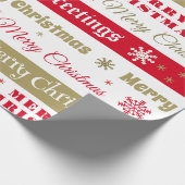 Moderne Retro Rood Goud Vrolijk Kerstfeest Cadeaupapier (Hoek)