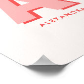Moderne Retro Roze Aangepaste Monogram Eerste Lett Poster (Hoek)