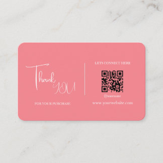 Moderne Retro Roze Custom QR Code Dank u Kaart Visitekaartje