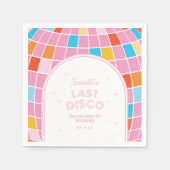 Moderne Retro Roze Disco Bal Bachelorette Weekend Servet (Voorkant)