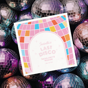 Moderne Retro Roze Disco Bal Bachelorette Weekend Servet