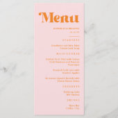 Moderne Retro Roze en Oranje bruiloft Menu (Voorkant)