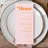 Moderne Retro Roze en Oranje bruiloft Menu