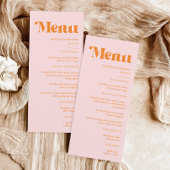 Moderne Retro Roze en Oranje bruiloft Menu