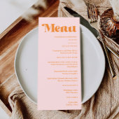Moderne Retro Roze en Oranje bruiloft Menu