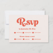 Moderne Retro Roze en Oranje Typografie Bruiloft RSVP Kaartje (Voorkant)