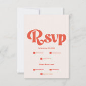 Moderne Retro Roze en Oranje Typografie Bruiloft RSVP Kaartje (Voorkant)