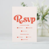 Moderne Retro Roze en Oranje Typografie Bruiloft RSVP Kaartje (Staand voorkant)