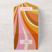 Moderne Retro Roze En Oranje Typografie Trouwdag All In One Uitnodiging (Buitenkant)