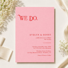 Moderne Retro Roze en Rode We Do Huwelijk Kaart