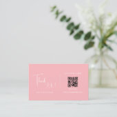 Moderne Retro Roze en Witte QR-Code Dank u Kaart Visitekaartje (Staand voorkant)