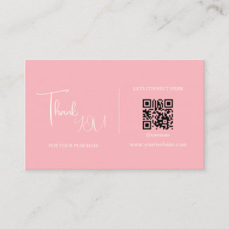 Moderne Retro Roze en Witte QR-Code Dank u Kaart Visitekaartje