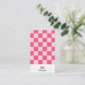 Moderne Retro Roze Geruite Professionele Visitekaartje (Staand voorkant)